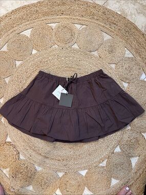 Women's Brown Tiered Mini Skort
